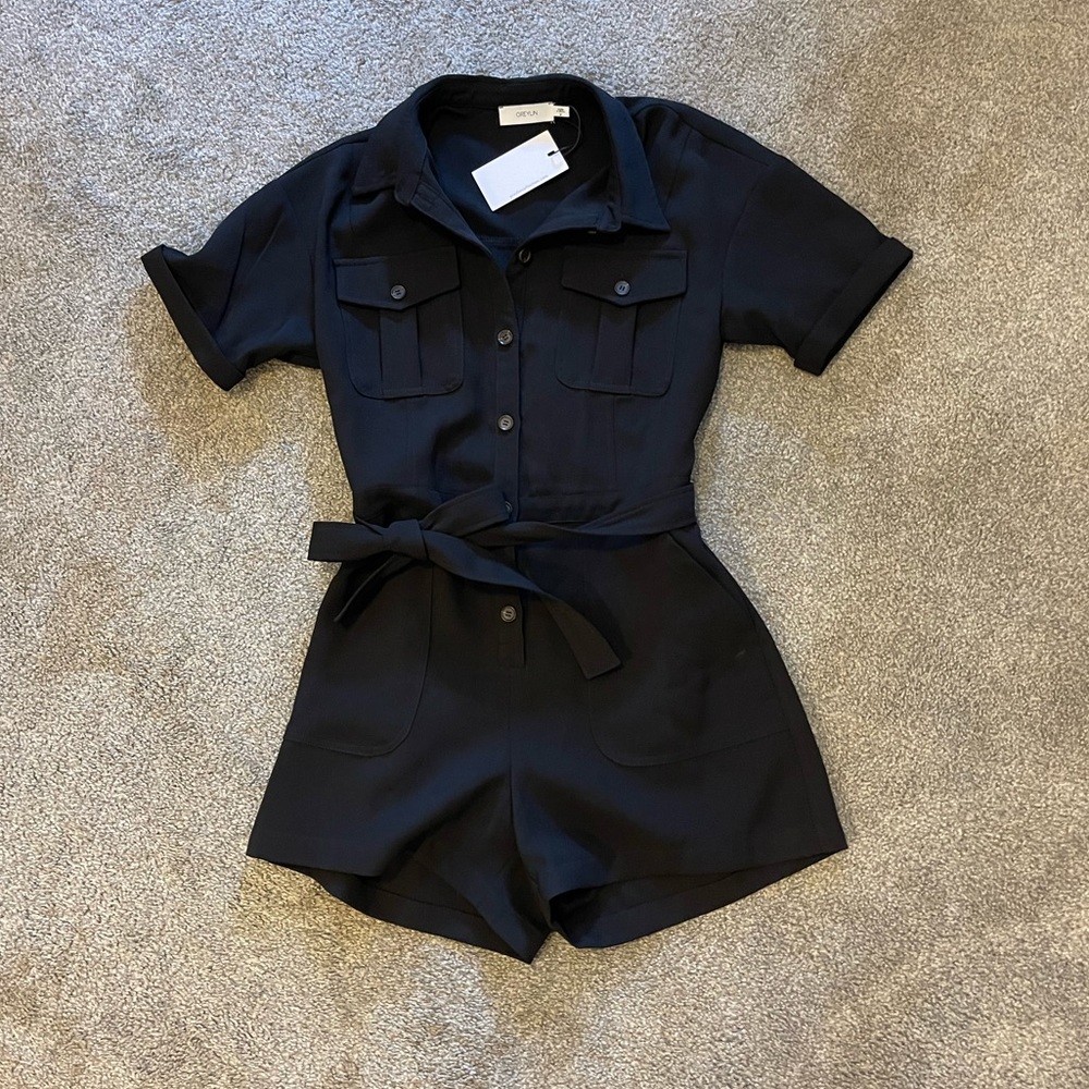 Greylin Black Utility Romper